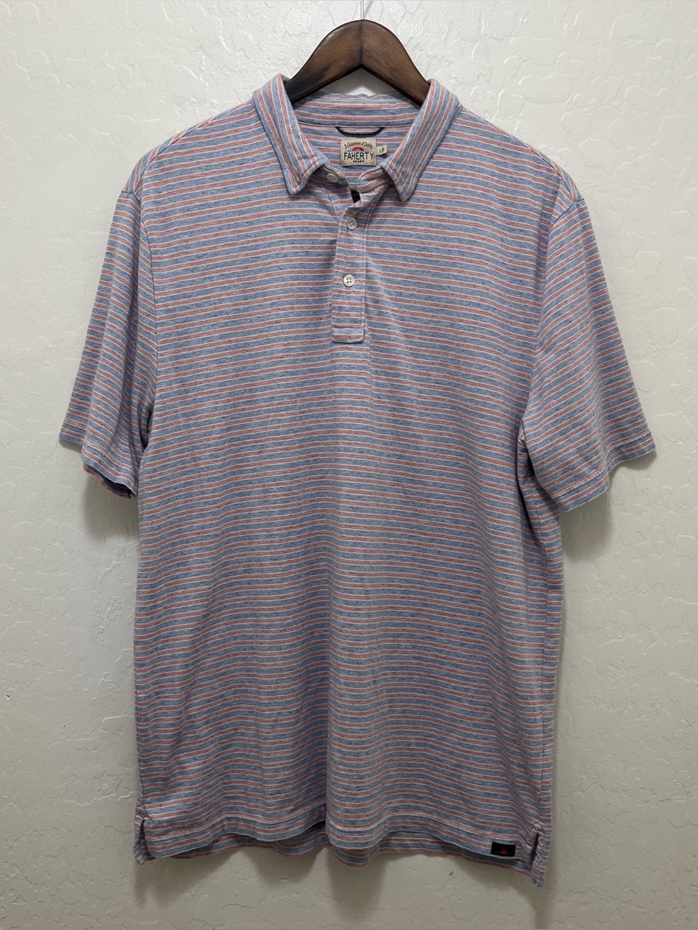Bundle of 2 Faherty Movement Short Sleeve Polo Shirts Size L